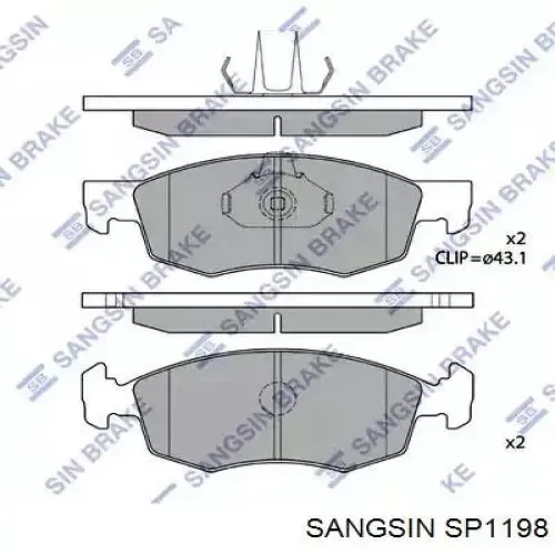 Передние тормозные колодки SP1198 Sangsin