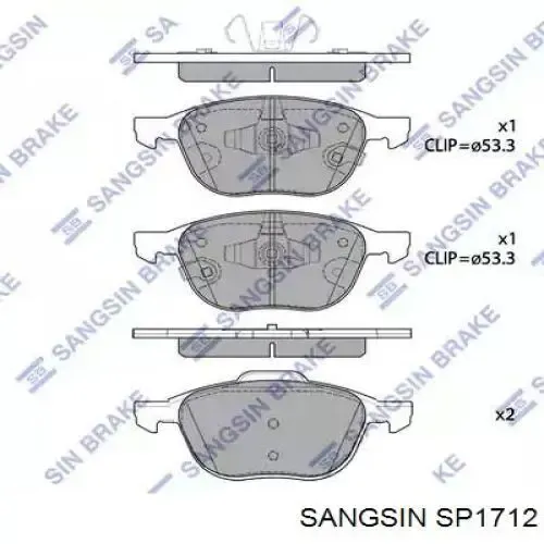 Передние тормозные колодки SP1712 Sangsin