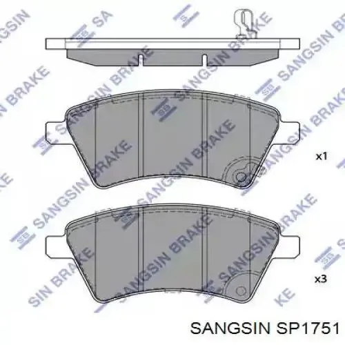 Передние тормозные колодки SP1751 Sangsin