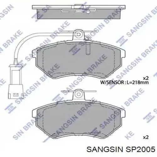 Передние тормозные колодки SP2005 Sangsin