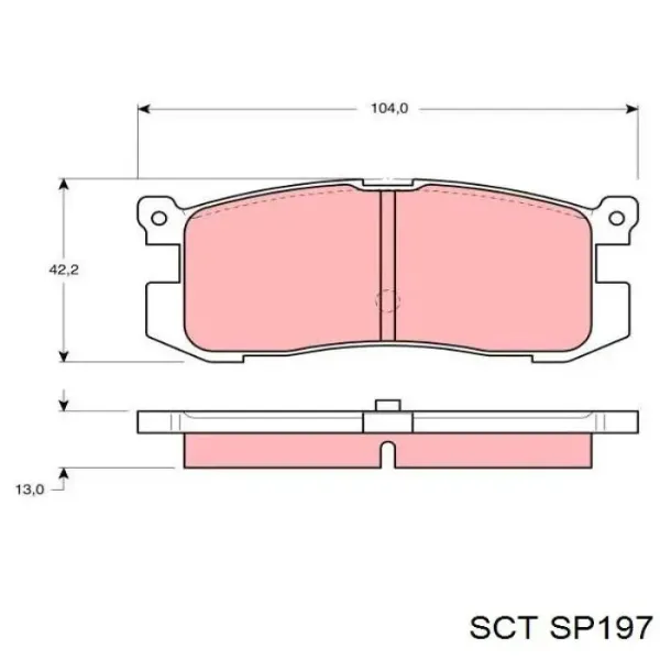 Задние тормозные колодки SP197 SCT