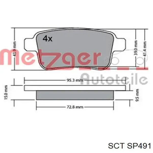 Задние тормозные колодки SP491 SCT