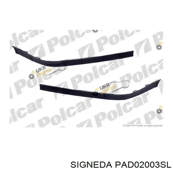 Спойлер переднего бампера левый PAD02003SL Signeda