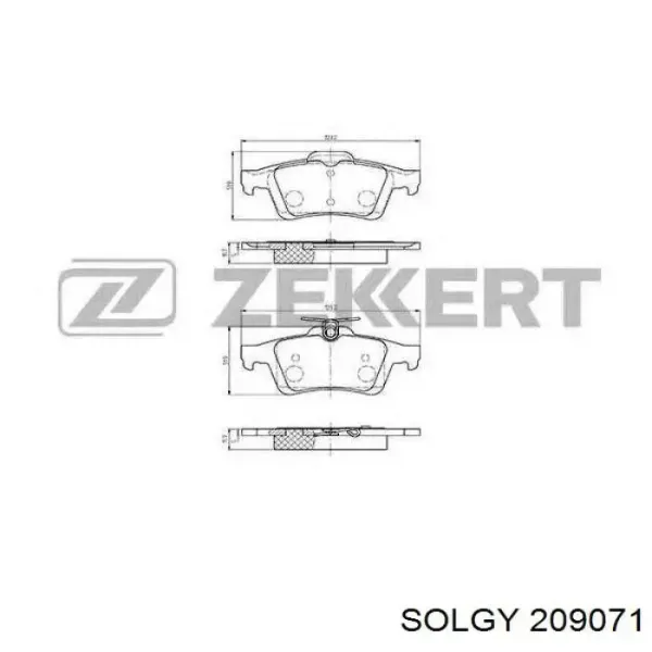 Задние тормозные колодки 209071 Solgy