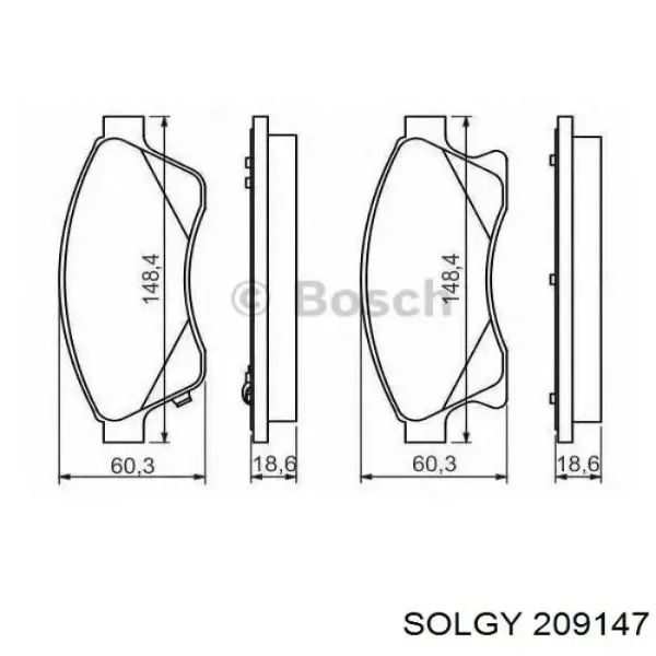 Передние тормозные колодки 209147 Solgy