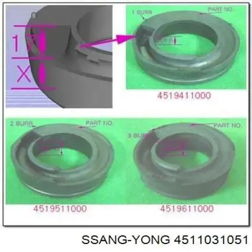 Пружина задняя правая 4511031051 Ssang Yong