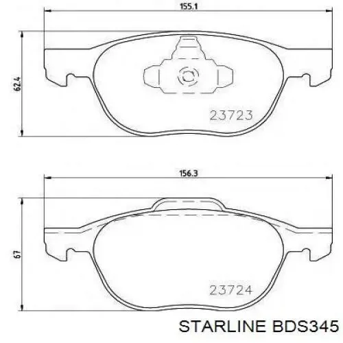 Передние тормозные колодки BDS345 Starline