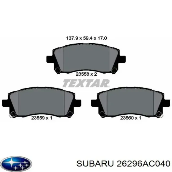 Тормозные колодки Subaru 26296AC040