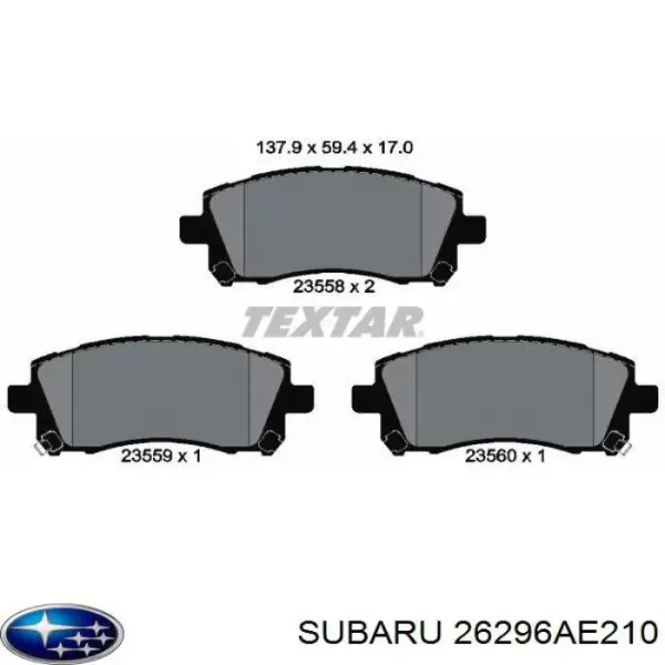 Тормозные колодки Subaru 26296AE210