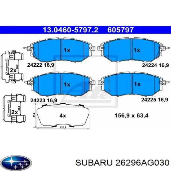 26296-AG030 Subaru Колодки тормозные передние дисковые