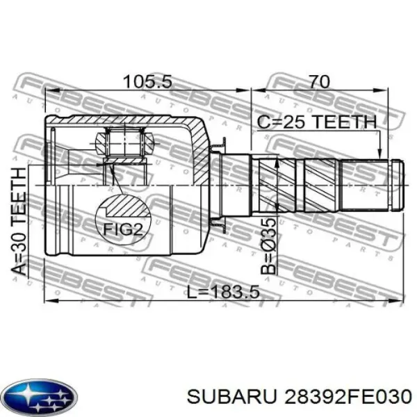 ШРУС внутренний 28392FE030 Subaru