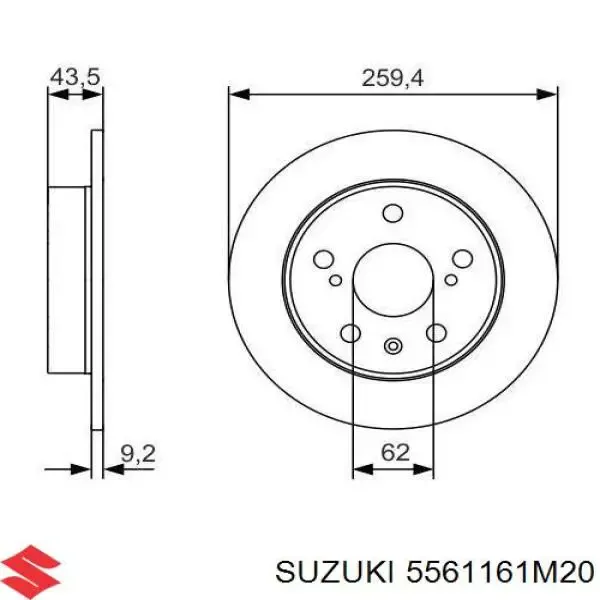Тормозные диски 5561161M20 Suzuki