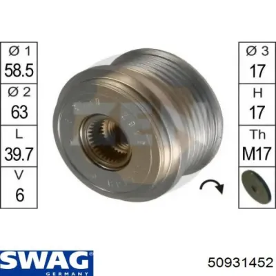 Муфта шкива генератора, эластичная SWAG 50931452