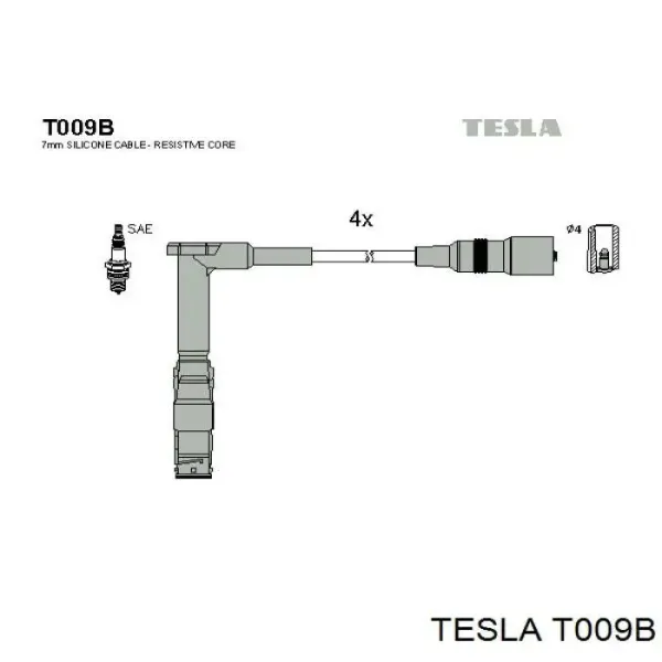 Высоковольтные провода T009B Tesla
