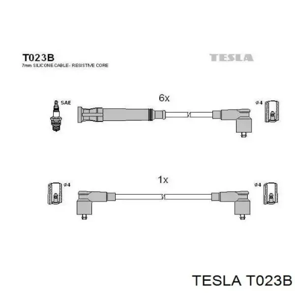 Высоковольтные провода T023B Tesla