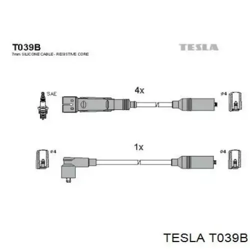 Высоковольтные провода T039B Tesla