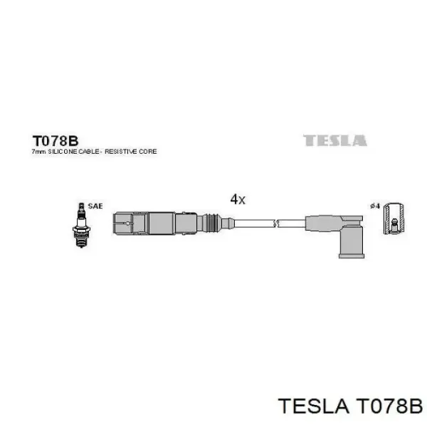 Высоковольтные провода T078B Tesla