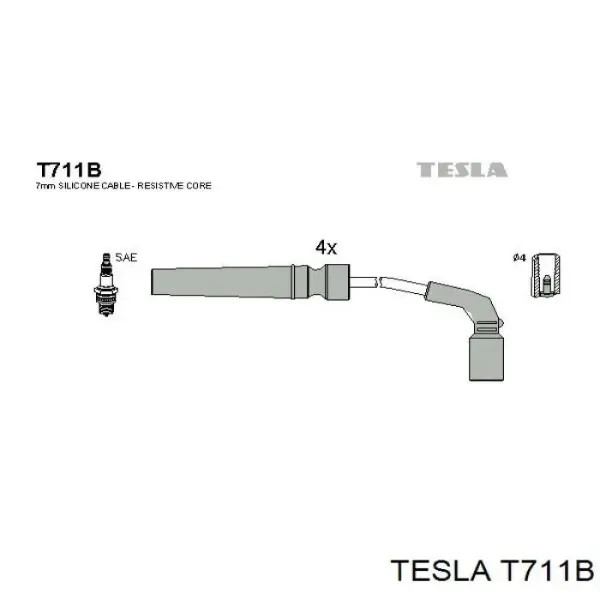Высоковольтные провода T711B Tesla