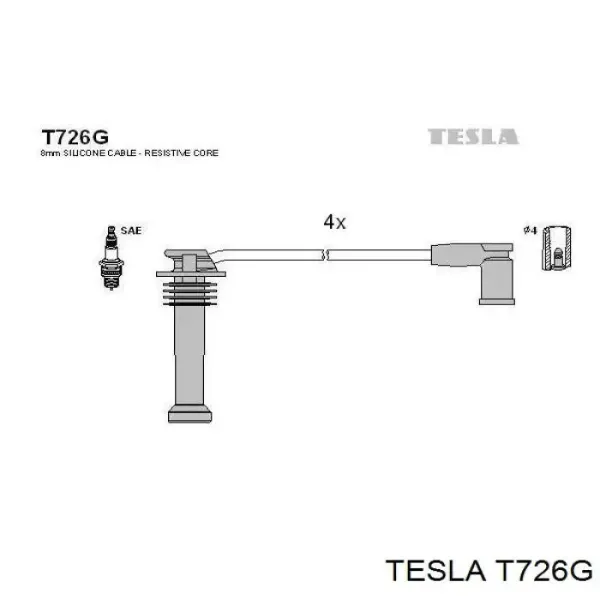 Высоковольтные провода T726G Tesla