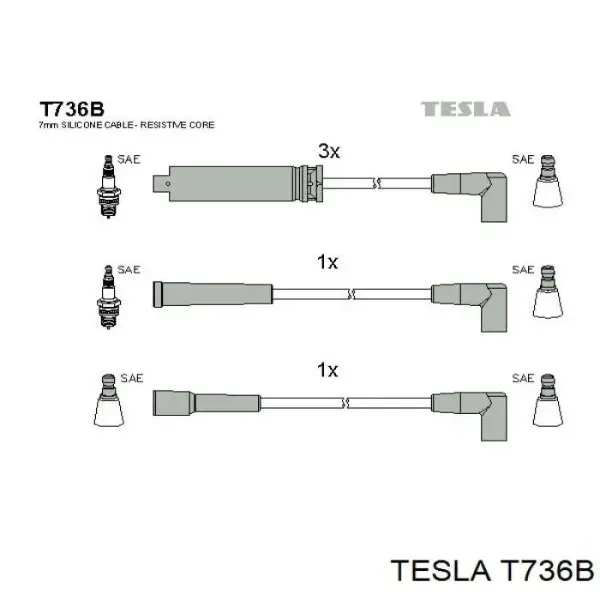 Высоковольтные провода T736B Tesla