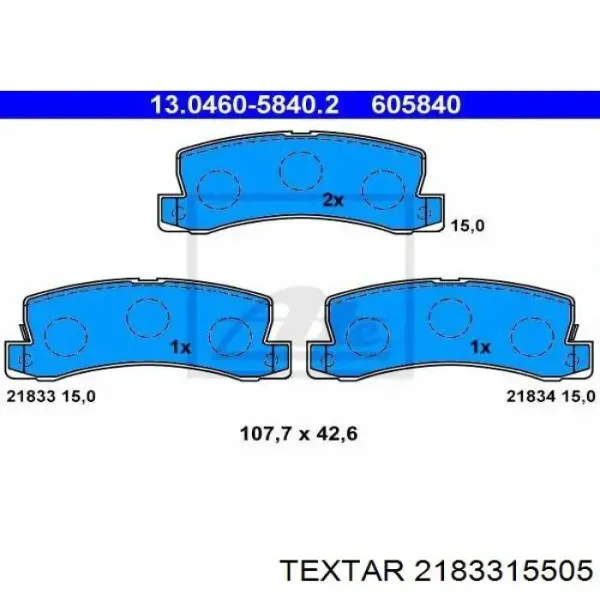 Задние тормозные колодки 2183315505 Textar