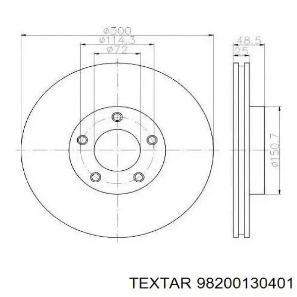 Передние тормозные диски 98200130401 Textar