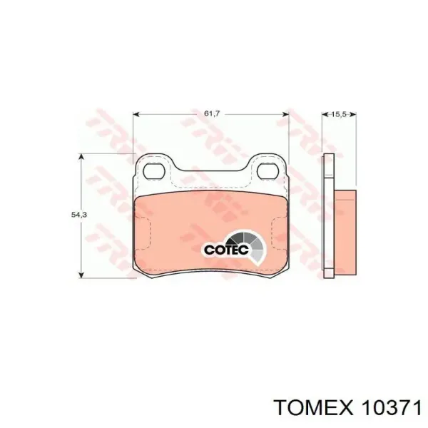 Задние тормозные колодки 10371 Tomex