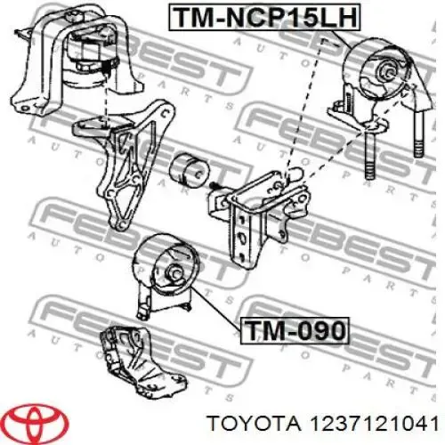 Задняя опора двигателя 1237121041 Toyota