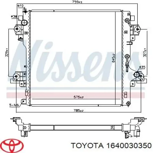 Радиатор 1640030350 Toyota