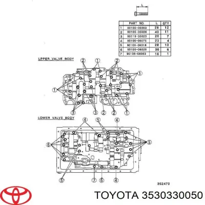 Маслоприемник (маслоулавливатель) TOYOTA 3530330050