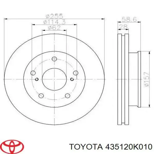 Передние тормозные диски 435120K010 Toyota