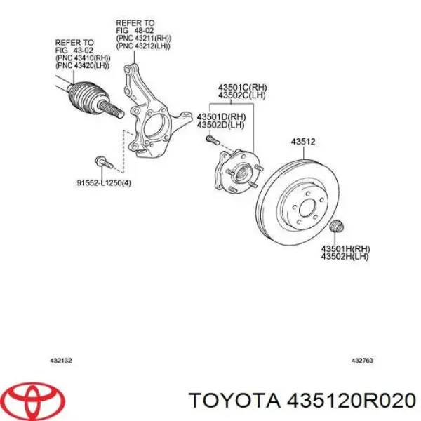 Передние тормозные диски 435120R020 Toyota
