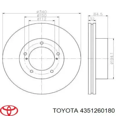 Диск тормозной передний TOYOTA 4351260180