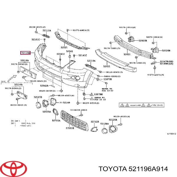 Передний бампер 521196A914 Toyota