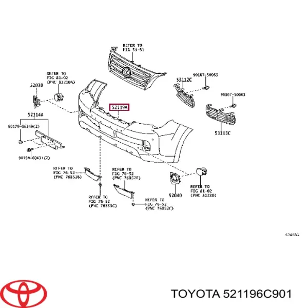 Передний бампер 521196C901 Toyota