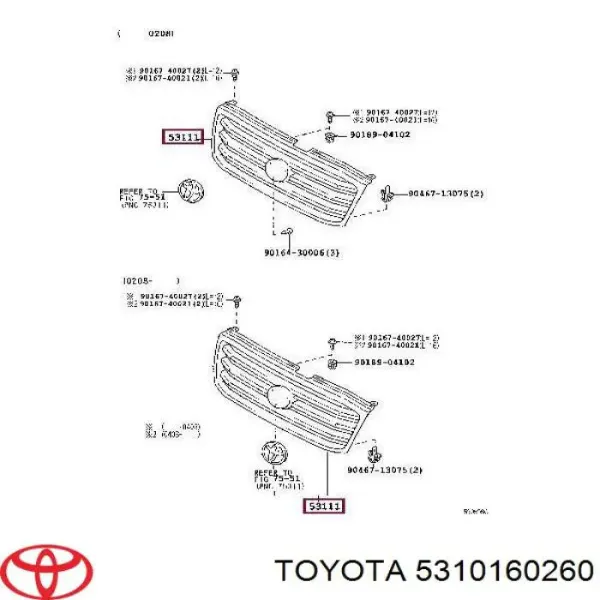 Решетка радиатора 5310160260 Toyota