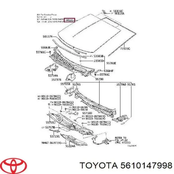 Лобовое стекло 5610147998 Toyota