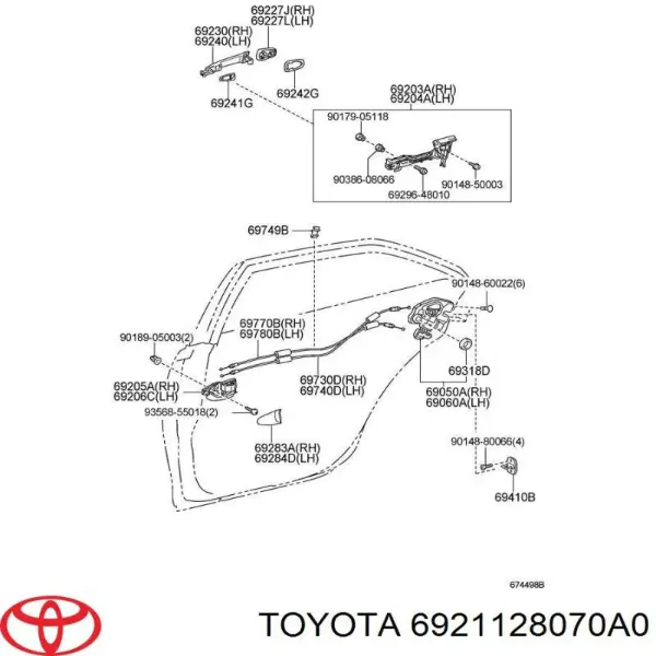 Ручка двери передней наружная 6921128070A0 Toyota