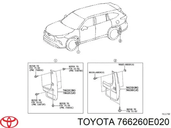 766260E020 Toyota Брызговик задний левый