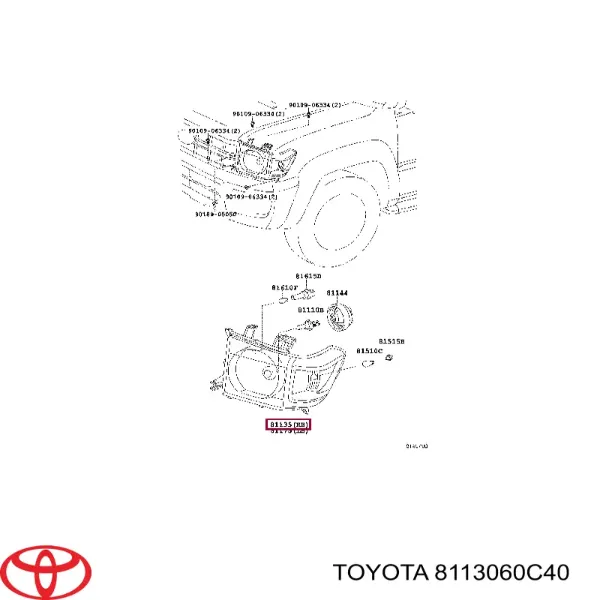 Правая фара 8113060C40 Toyota