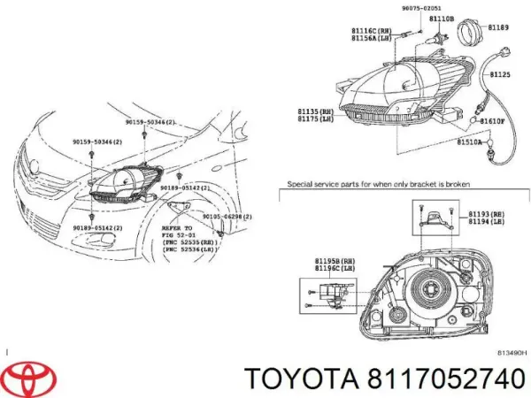 Левая фара ZTY11L2YL Signeda