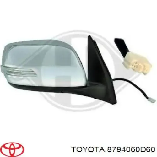 Левое боковое зеркало 8794060D60 Toyota
