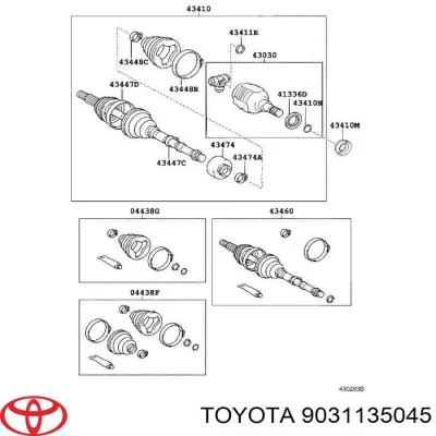 Сальник полуоси переднего моста правой TOYOTA 9031135045