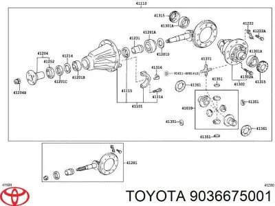 Подшипник дифференциала заднего моста TOYOTA 9036675001