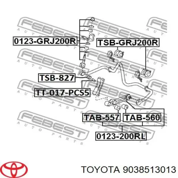 Втулка стойки заднего стабилизатора 9038513013 Toyota