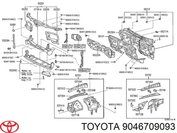 Пистон крепления подкрылок 9046709093 Toyota
