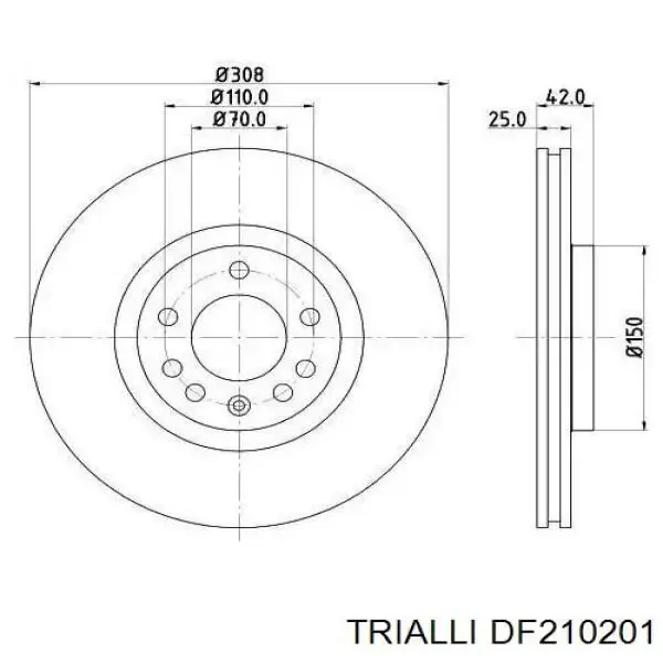Передние тормозные диски DF210201 Trialli