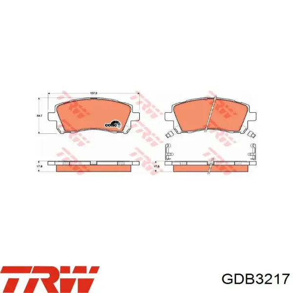 Купить GDB3217 TRW Колодки тормозные