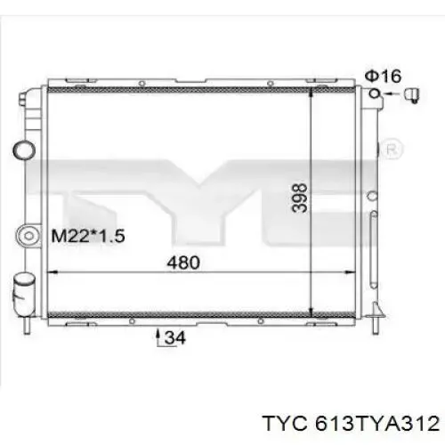 Радиатор 613TYA312 TYC