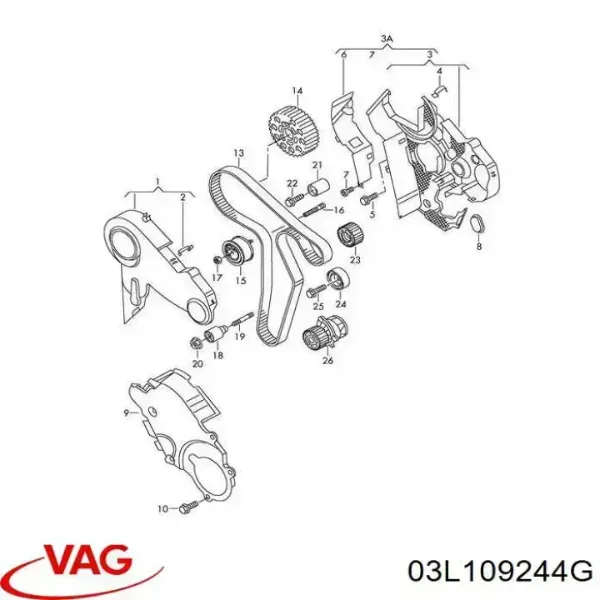 Обводной ролик ремня ГРМ VAG 03L109244G цена, от